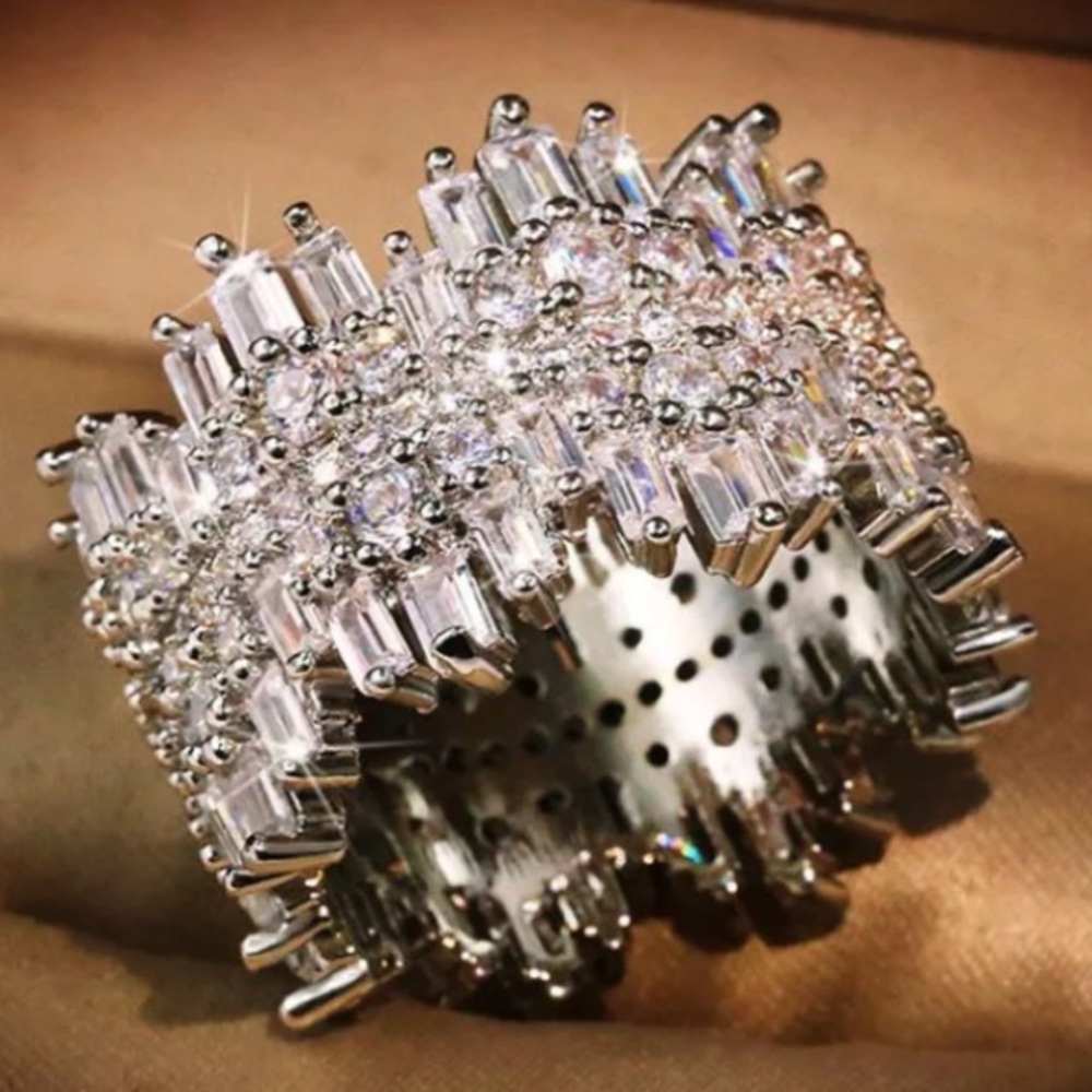 18K white gold plated shiny ring - Picture 1 of 7